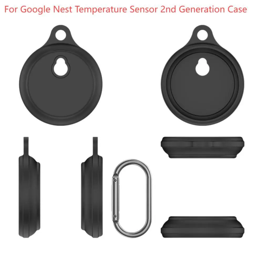 For Google Nest Temperature Sensor 2nd Generation Case Anti Scratch Collision Silicone Protective Cover Black/white