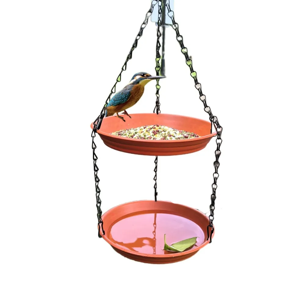 

Hanging Double Layer Bird Feeder Large Capacity Convenient Bird Water Bowl Durable Dual-purpose Bird Tray Platform Feeder