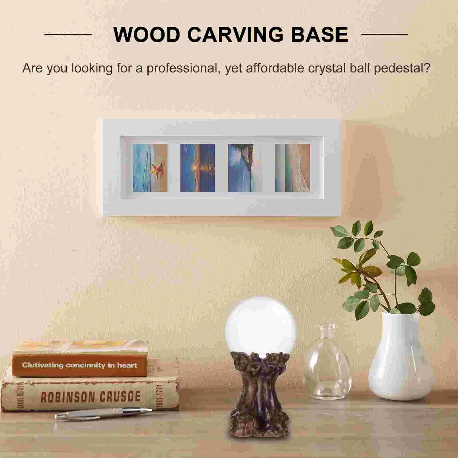 Wooden Base Practical Adornment Crystal Ball Pedestal Desktop Premium Display Holder Decor