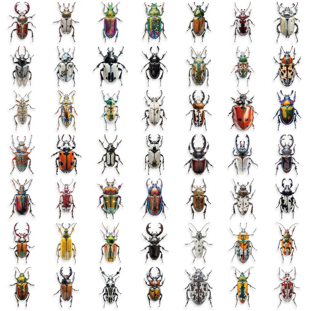 50PCS Vintage Insect Stickers Pack Stationery Laptop Guitar Phone Suitcase DIY Sticker Handmade Journaling PET Materials Decals﻿