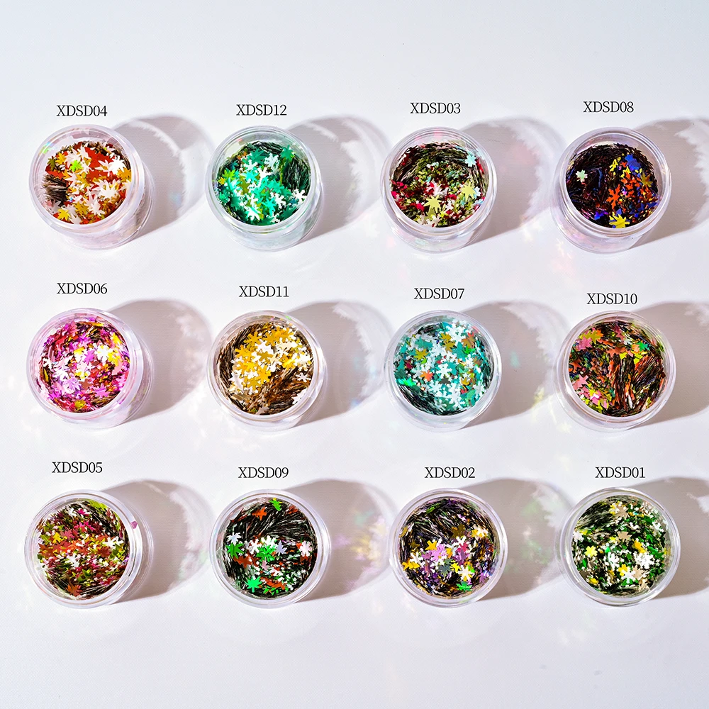 حورية البحر تأثير الترتر مسمار الفن اكسسوارات الديكور المبهر مسمار بريق رقائق قوس قزح عيد الميلاد مابل ليف مانيكير العرض #6