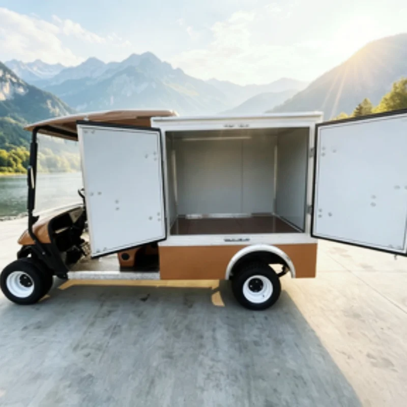 72V Lithium Battery 5KW AC Motor 2 Seater CE Electric Golf Cart Golf Cargo Car With 10-Inch Tires With Steel Rims Rear Cargo Box
