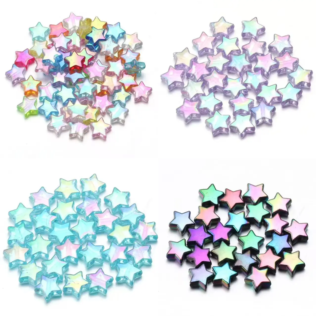 100 teile/los AB Überzogene Pentagramm Stern Acryl Perlen Für Schmuck Machen Fünfzackigen Stern Perlen DIY Armband Halskette Lose Perlen