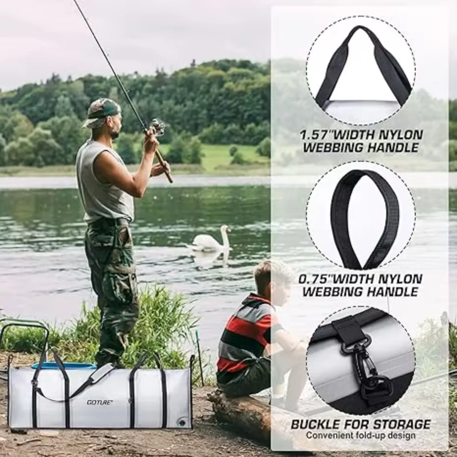 

Goture 840D изолированная сумка-холодильник для рыбы из ТПУ, 72 часа, герметичная герметичная молния, 59,8 "x 20", охладитель для рыбалки на открытом воздухе, кемпинга