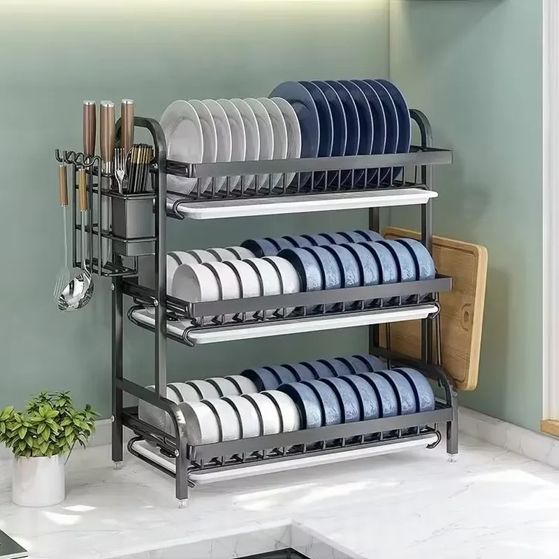for Stainless Steel Tableware Rack Plate Drain Rack Kitchen Storage Rack Chopstick Holder Organizer  Kitchen Countertop Drying