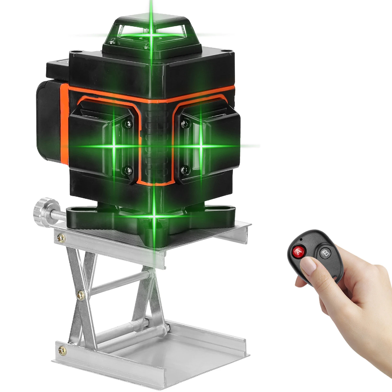 4D 16 Lines Laser Level Green Beam Lines Multi Function & Remote Control with 3000mAh Li-ion Battery for Tiles Floor