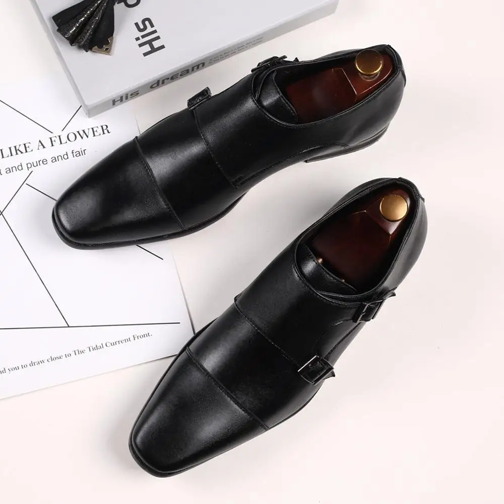 Italian Luxury Brand Leather Formal Shoes Men Classic Oxford Shoes For Men Loafers Men Dress Shoes Double Monk Strap Footwear 48