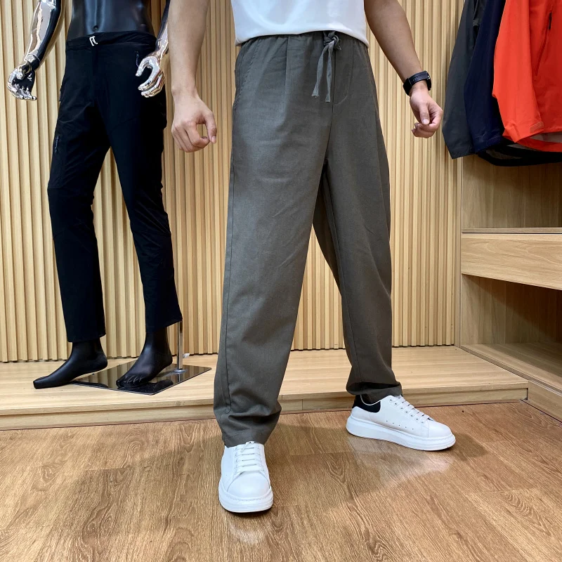 

Повседневные тонкие летние брюки из хлопка и льна свободного покроя, прямые длинные брюки, молодежные весенне-осенние цветные брюки для отдыха