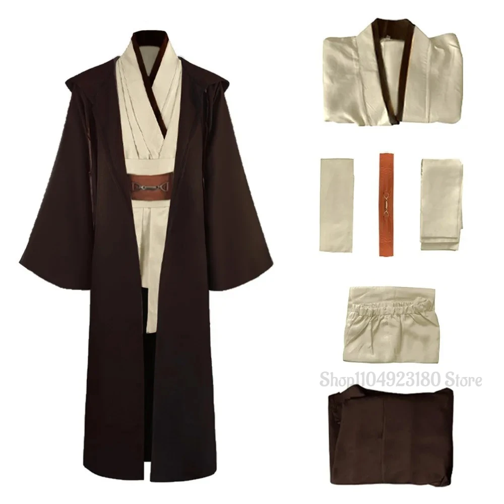 Kostum Cosplay Obi Wan Kenobi Jedi Mantel Uniseks Dewasa Jubah Seragam Friar Set Lengkap Aksesori Pakaian Karnaval Halloween