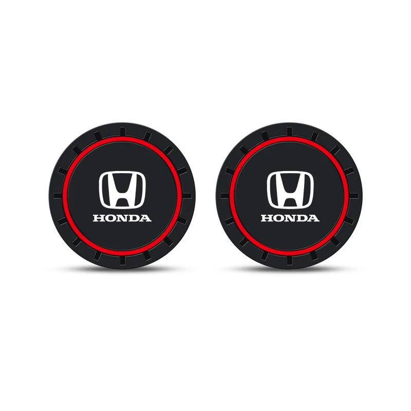 2pcs Silicone Car Coasters Water Cup Slots Non-Slip Mat Drink Pads For Honda Mugen Power Civic Accords CRV Hrv Jazz CBR VTEC VFR