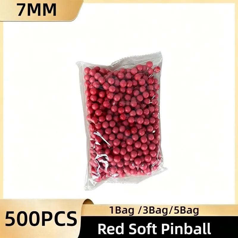 

7mm Red Soft Balls, 500pcs Elastic Solid Soft Bullet Beads Universal Replacement Parts For Toy Gun Shooting Game Supplies