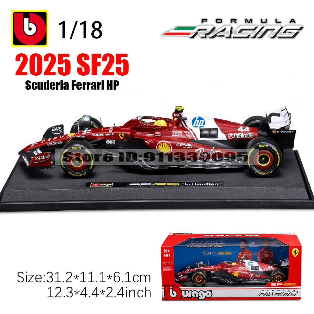 Bburago 1:18 2025 F1 Ferrari SF25 #16 Charles Leclerc #44 Lewis Hamilton model simulation car model alloy car toy collection