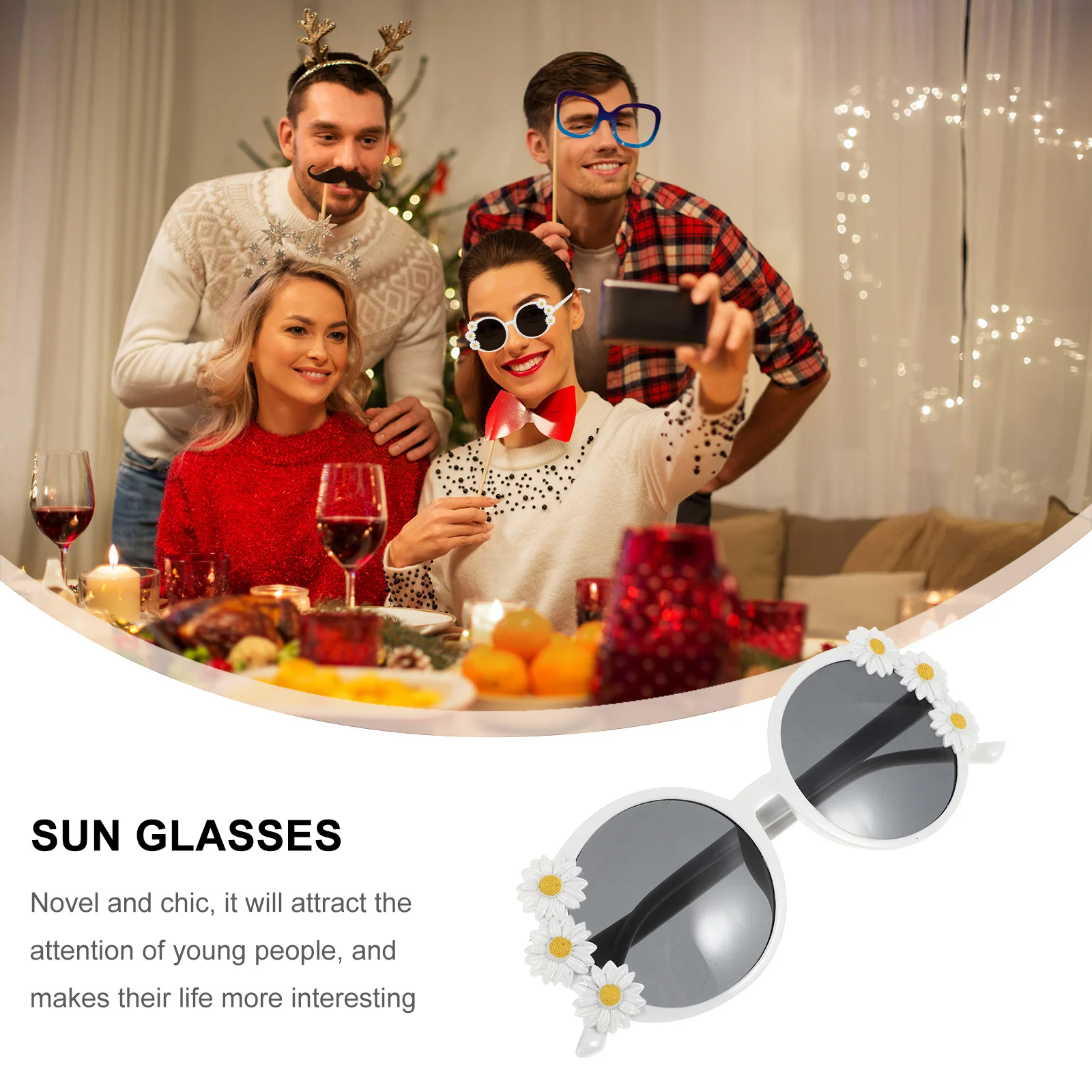 نظارات الزهور المضحكة، نظارات شمسية للحفلات الاستوائية لتزيين حفلات الشاطئ والرقص والبيرة وحفلات حمام السباحة #4