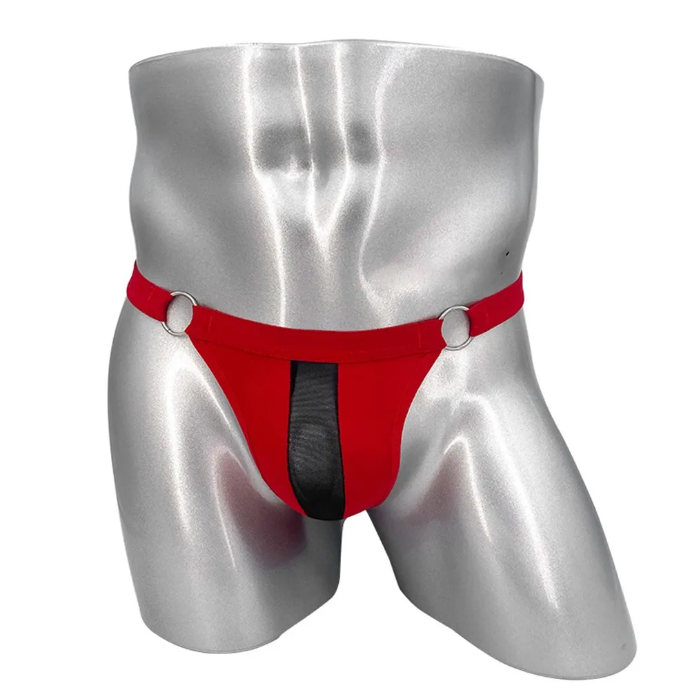 1pc Sexy Men's Breathable Mesh Bulge Pouch G-strings T-back Thongs Briefs Elastic Underwear Low Rise Man Panties