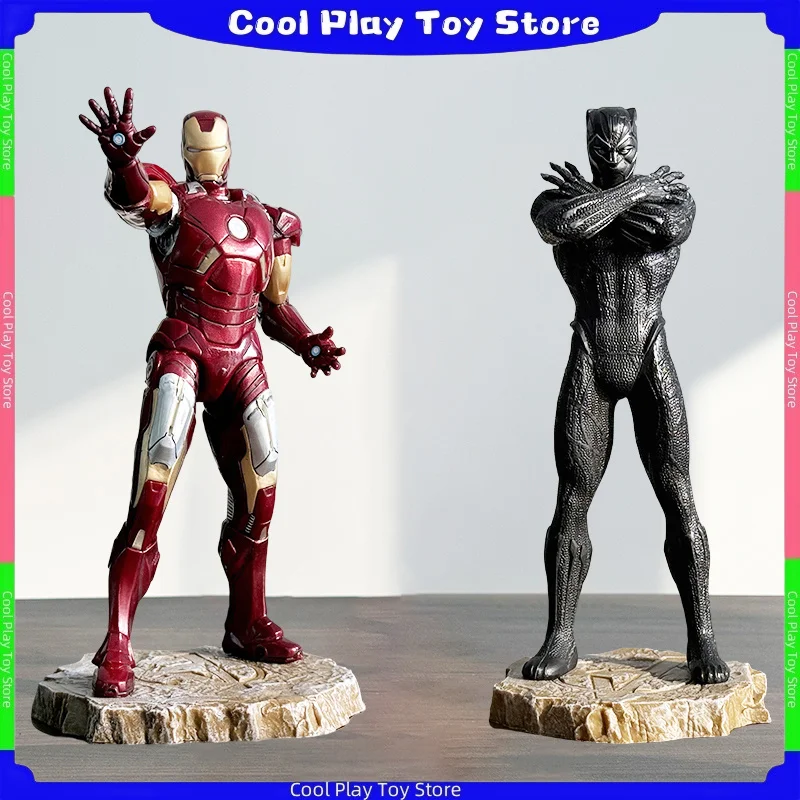 22cm Marvel Comics Collection Figure Iron Man Black Panther Gk Model Toys Anime Desktop Ornament Decoration Children Toys Gift