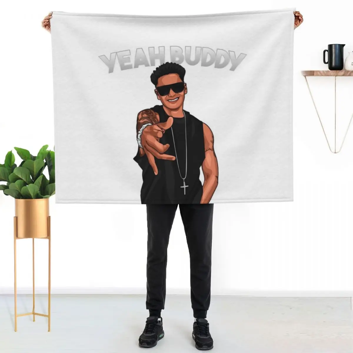 Yeah Buddy DJ Pauly D Jersey Shore Throw Blanket Thins Soft Plaid Furry Loose Blankets For Sofas Baby Blankets