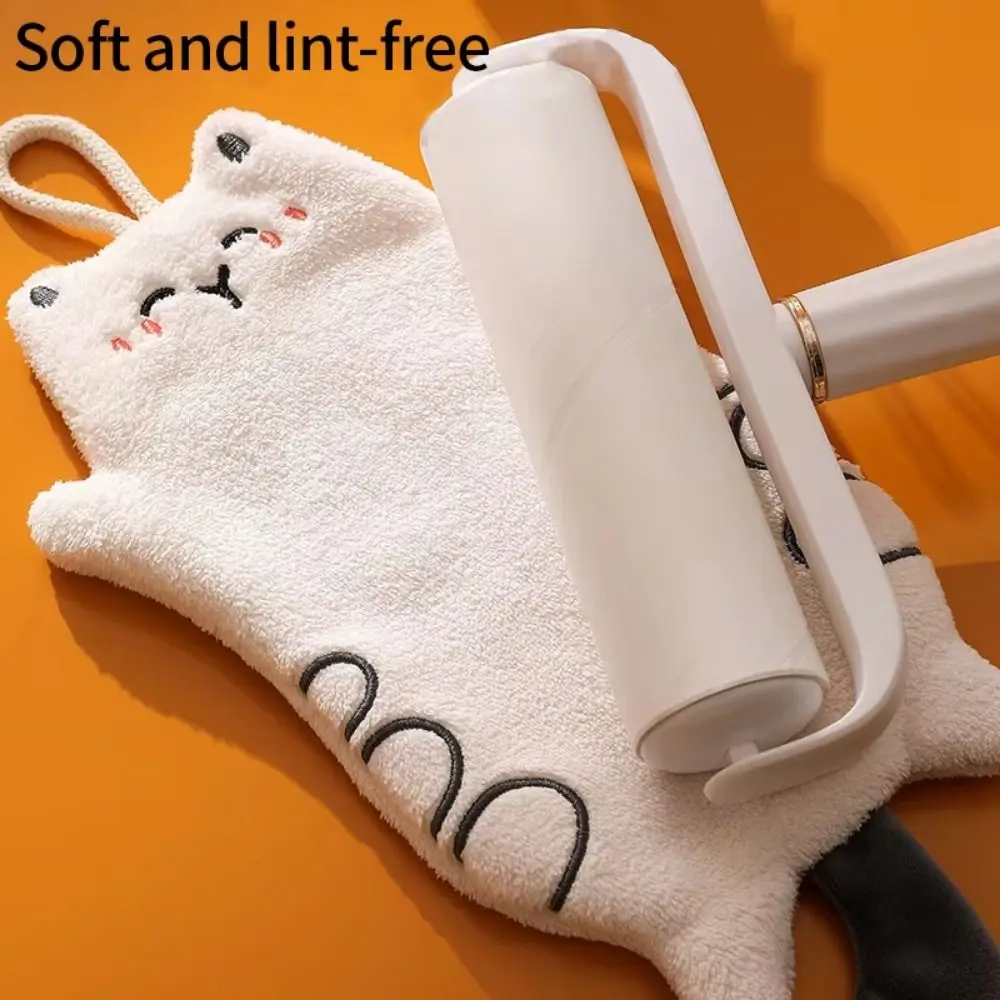 Creative Cartoon Hand Towel Cat Shaped Kawaii Cleaning Hand Cloth Household Coral Fleece Kitchen Cleaning Rag Bathroom Use