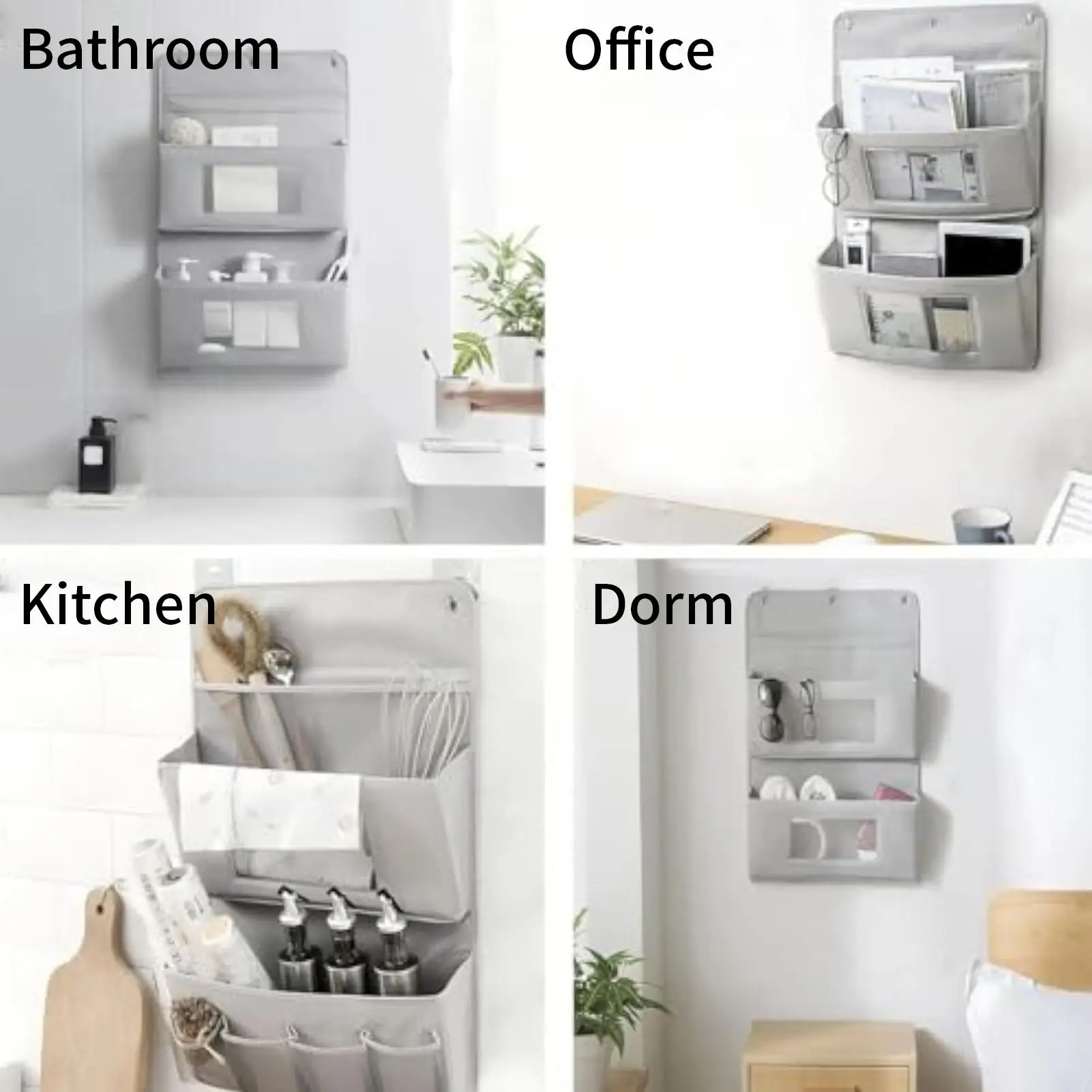 

Wall-mounted Pocket Storage Hanging Bag Shoe Sundries Organizer Rack with Hooks Bedroom Bathroom Door Behind Closet Holder