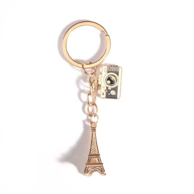 Enamel Camera Keychains  Creative Metal Iron Crafts Eiffel Tower Model Key Rings For Friend Women Men Gift Jewelry