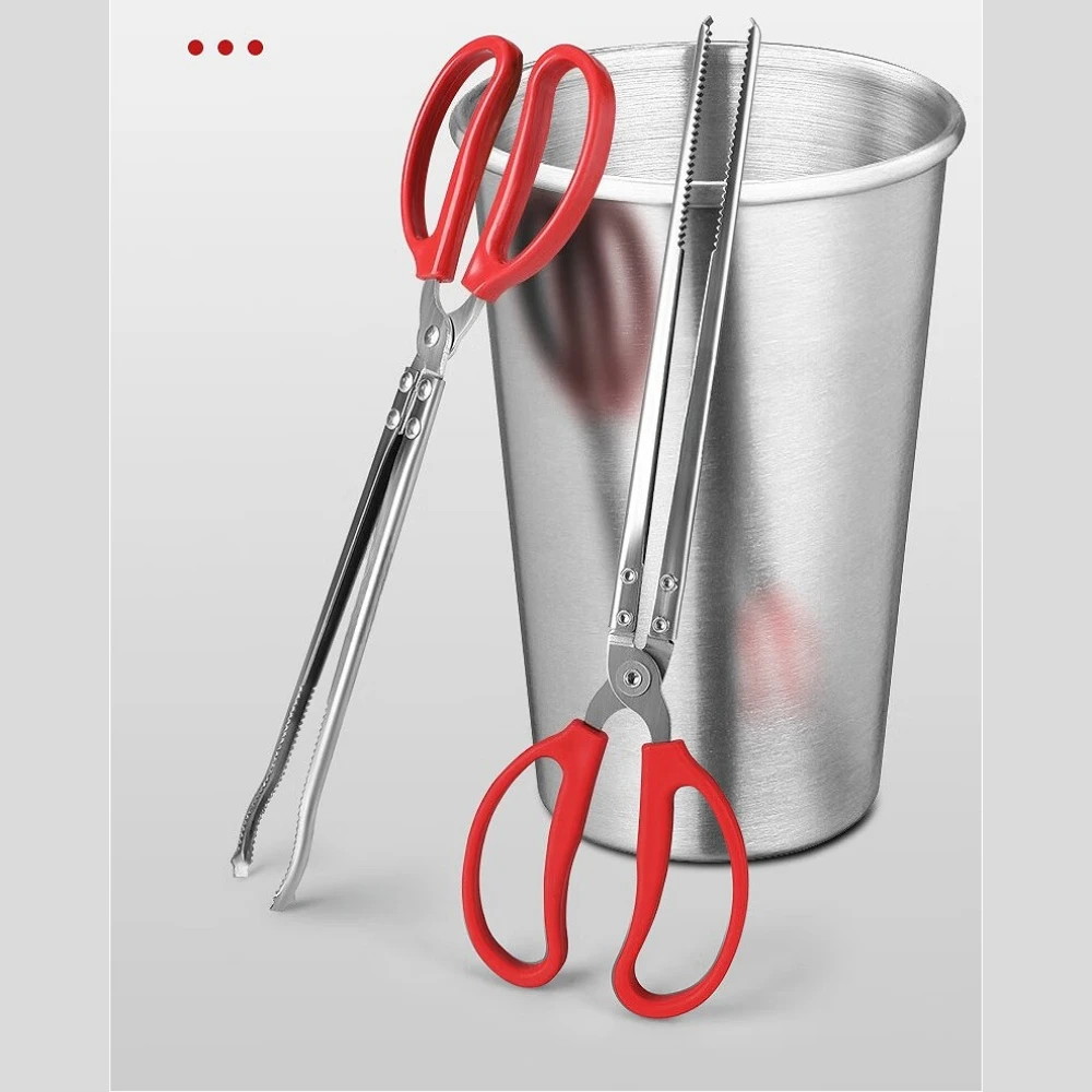 

Multifunctional Seafood Capture Tongs Wear Resistant Anti Slip Crab Loach Gripper Outdoor Angling Kitchen Food Hand Pliers