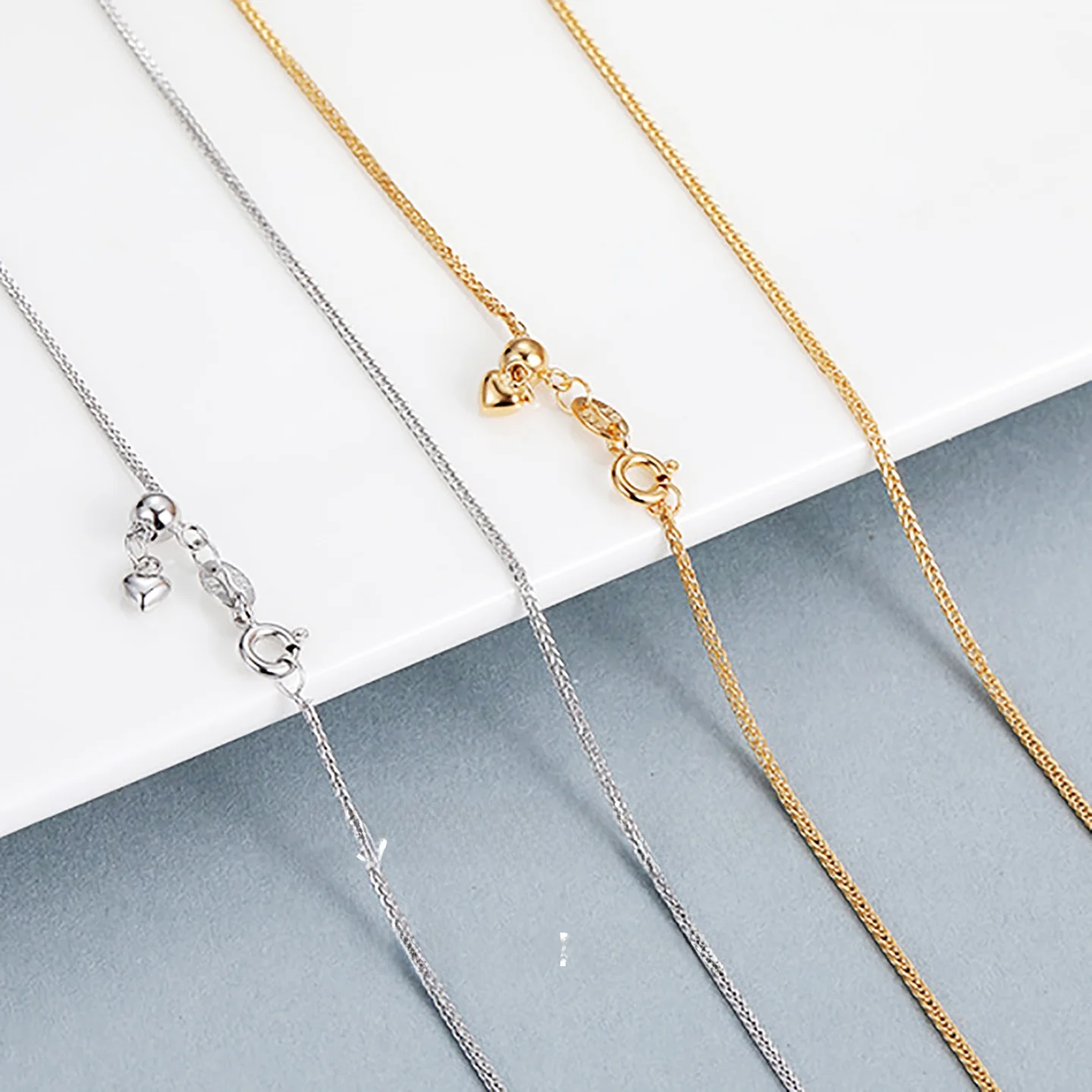 adjustable-pure-silver-heart-chain-fine-style-women's-necklace-without-pendant-lockbone-chain-fashion-jewelry-accessory