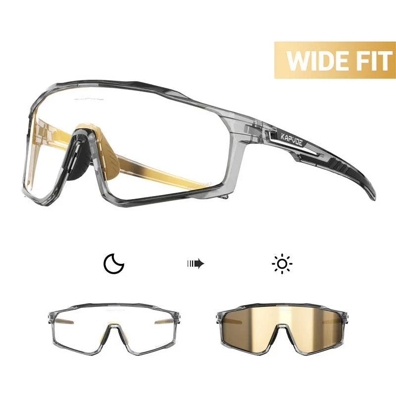 

Kapvoe X76 160mm Wide Fit Sports Sunglasses Mirrored Lens Photochromic Lens Available HD Coated Sunglasses with UV400 Protection