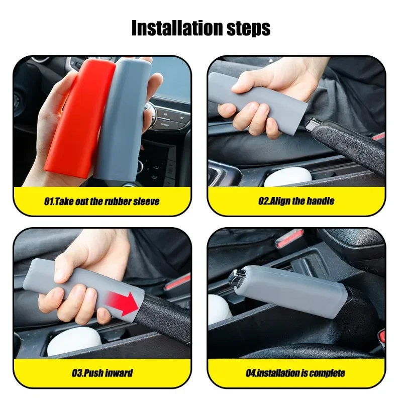 Hand Brake Set Universal Car Handbrake Sleeve Silicone Cover Anti-Skid Auto Parking Brake Decorative Shell Interior Accessories