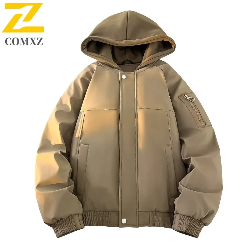 COMXZ Cold Proof  Winter Padding Work Glamorous Techwear Minimalist Puffer Jacket Streetwear Loose Down Jacket Men's Clothing