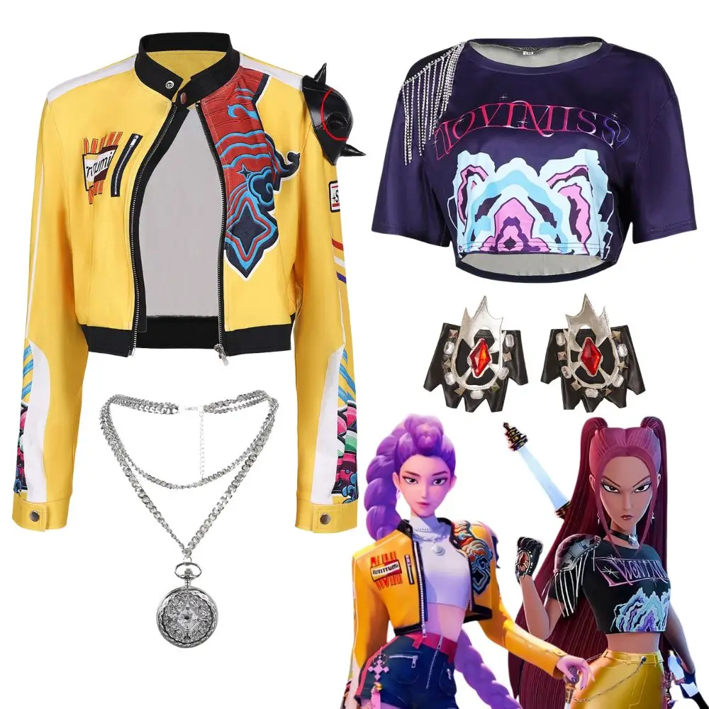 

Adult Kpop Rumi Mira Demon Hunters Cosplay Fantasy Costume for Women Girls Jacket Shirt Roleplay Outfits Halloween Carnival Suit