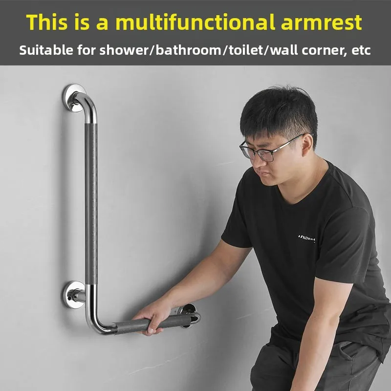 L-shaped Bathroom Handle Stainless Steel Thicken Non-Slip Toilet Handrail Bathtub Safety Grab Bars for Bath Shower Bathtub Grab