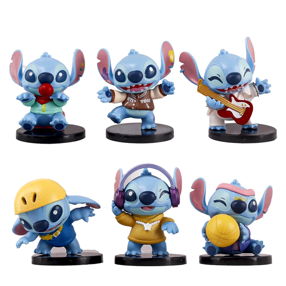 Anime CAN o Stitch Figurines pour Enfants, Action Figure, Pendentif, Ornement, Poupées Collection, Modèle Jouets, Cadeau, 6Pcs, Ensemble