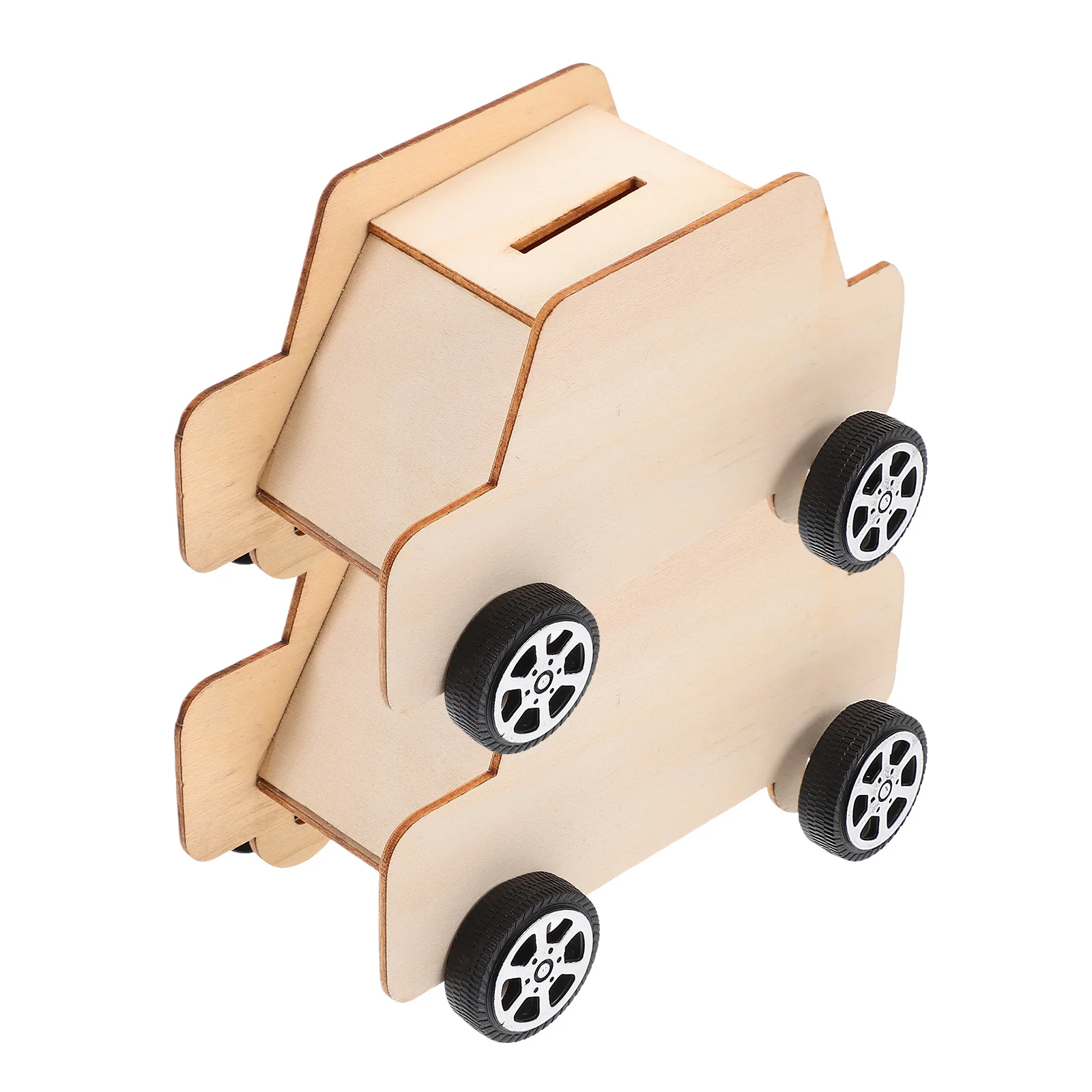 

2Pcs Wooden DIY Hand Drawing Piggy Bank Creative Embryo Saving Pot Educational Money Coin Bank for Coloring Fun