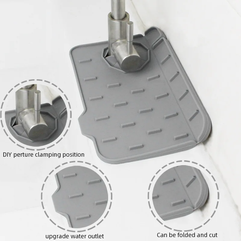Sink Water Prevent Dish Drying Pads Faucet Wraparound Splash Catcher Faucet Absorbent Mat Silicone Drain Pad Splash-proof