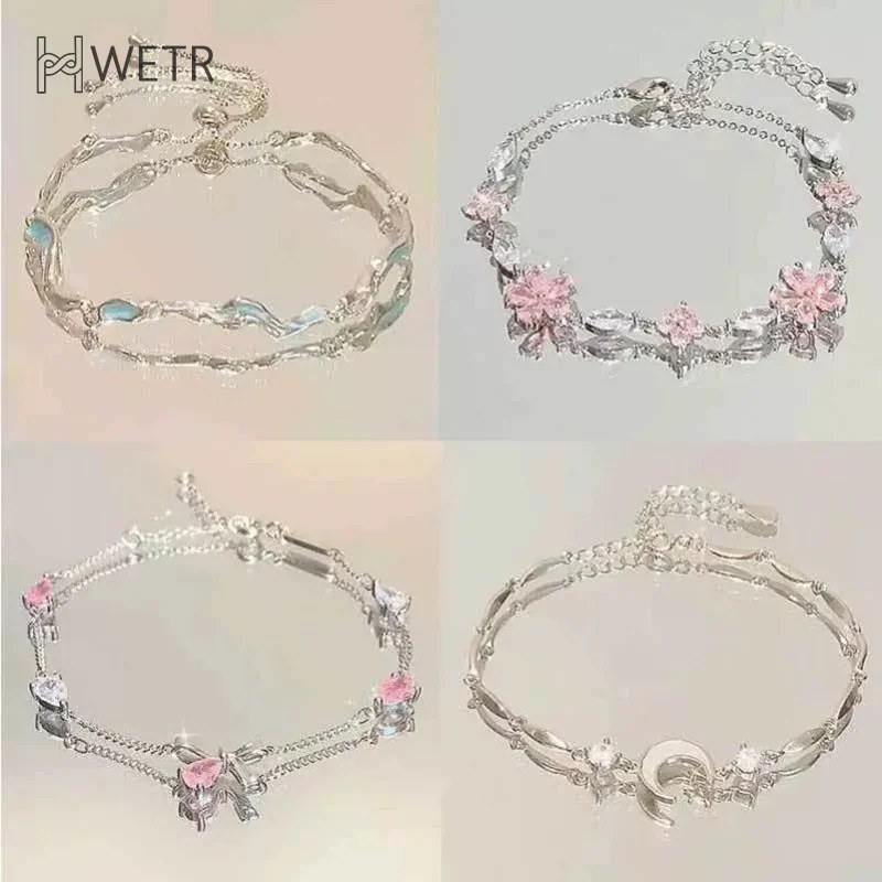 Elegant Temperament Cherry Blossom Bowknot Bracelet For Women Girls Sweet Light Luxury Bracelet Jewelry Accessories Gifts