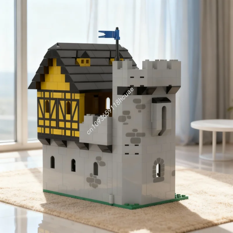 

403 детали MOC: Укрепленный Замок Черного Фалкона, Конструктор, Игрушка для Сборки, Рождественский Подарок, Кирпичики для Детей