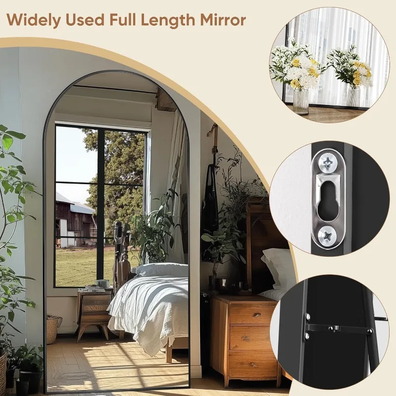 Full Length Mirror, 76"x34" Oversized Arched Mirror Large Standing Mirrors, Tall Mirrors Body Floor Mirror Wall Mirror Hanging M