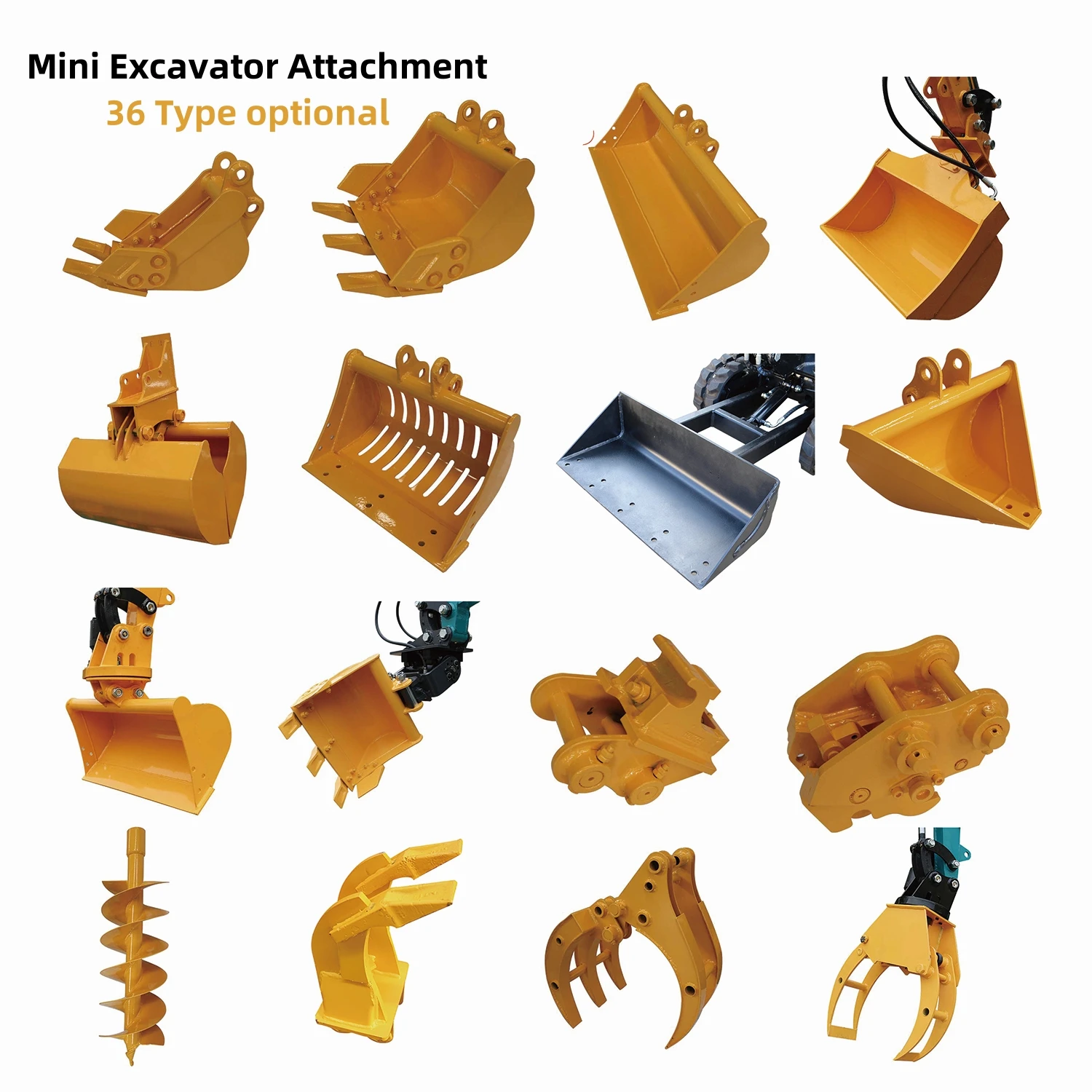 

Mini Excavator Spare Attachments Flat Tilt Sieve Trench Bucket Log Grapple Hydraulic Thumb Ripper Auger Breaker Accessories Kit