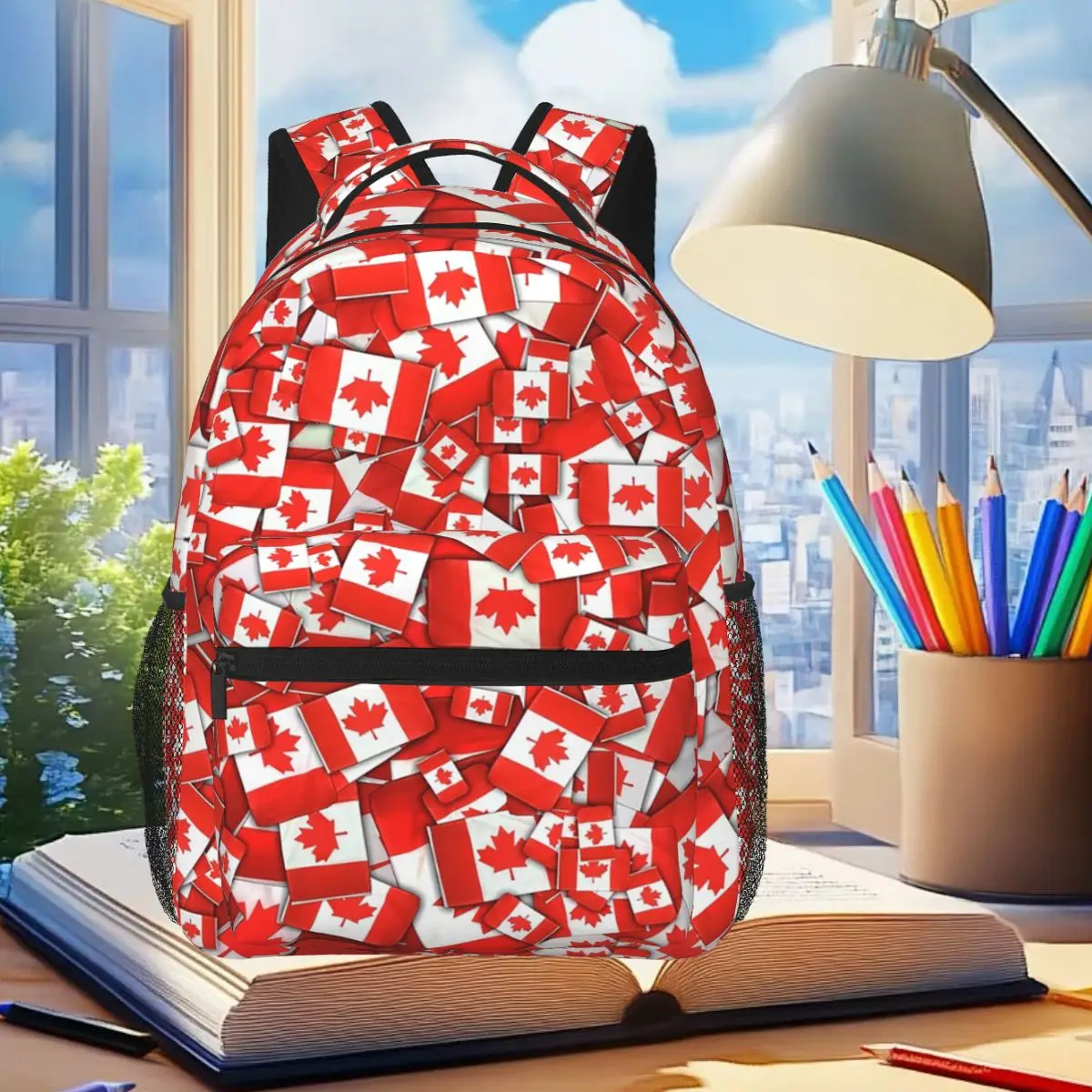 

Рюкзак с рисунком флага Канады, студенческая сумка для книг для мальчиков и девочек, детская школьная сумка, компьютерные сумки на плечо для мужчин и женщин