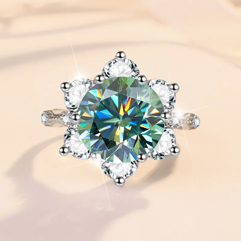 Imagem -02 - Azul Verde Moissanite Anéis para as Mulheres Rosa Moissanita S925 Prata Proposta de Jóias de Casamento Passe Diamante Teste Gra Carat