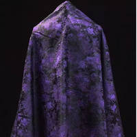 Purple Metal Wire Jacquard Fabric Bright Elegant Dark Pattern Embroidery Gradient New Chinese Style Jacket Retro Suit DIY Cloth
