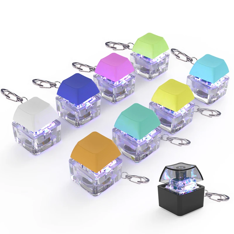 

Mechanical Switch Keychain With LED Light Keyboard Key Chain Fidget Toy Keycap Stress Relief Novelty Toys Fidget Button Keyring