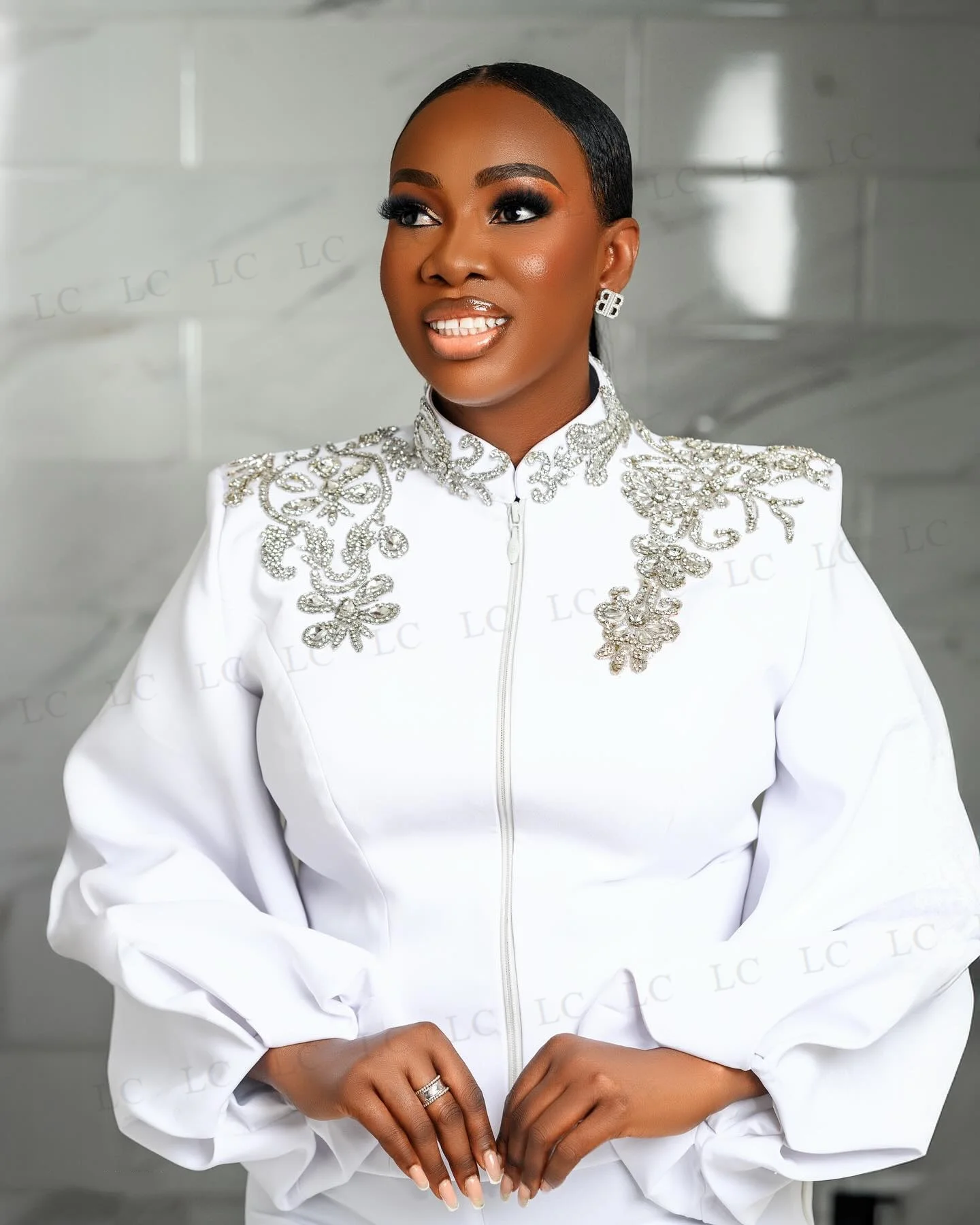 Fashion Women Suits 2 Pieces Blazer Pants Prom Formal Beads Diamonds Evening Gowns Custom Made Plus Size Mother Of The Bride