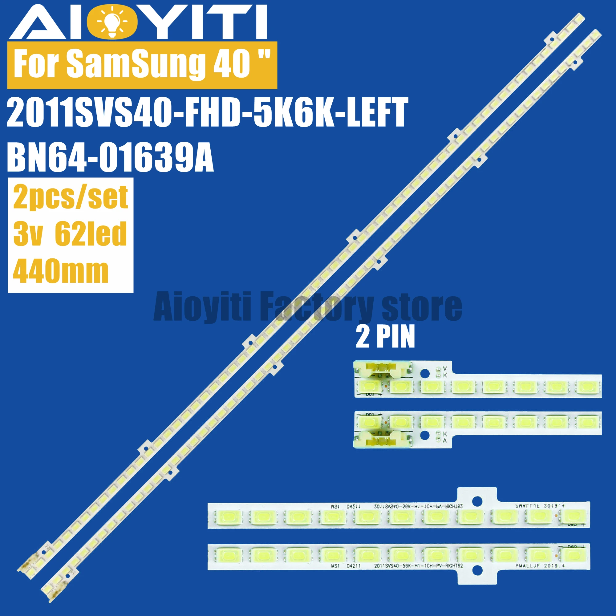 

Светодиодная лента для подсветки телевизора SamSung 40 дюймов, UE40D5000 UA40D5000 BN64 01639A LTJ400HM03 h 2011SVS40 FHD 5K6KH1 UE40D5700 UE40D6100