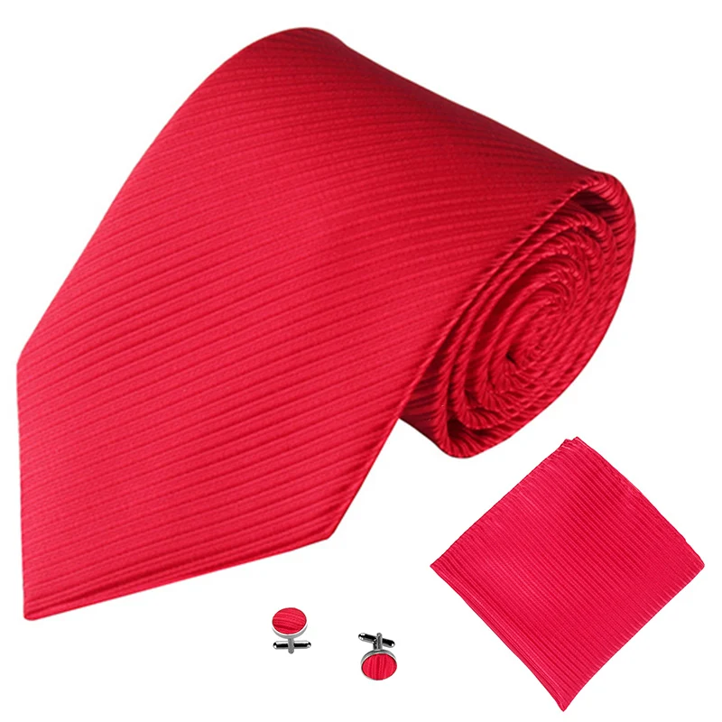 Conjunto de gravata listrada monocromática para homens e mulheres, conjuntos de gravata Hanky, preto, vermelho, azul, cinza, amarelo, acessórios de