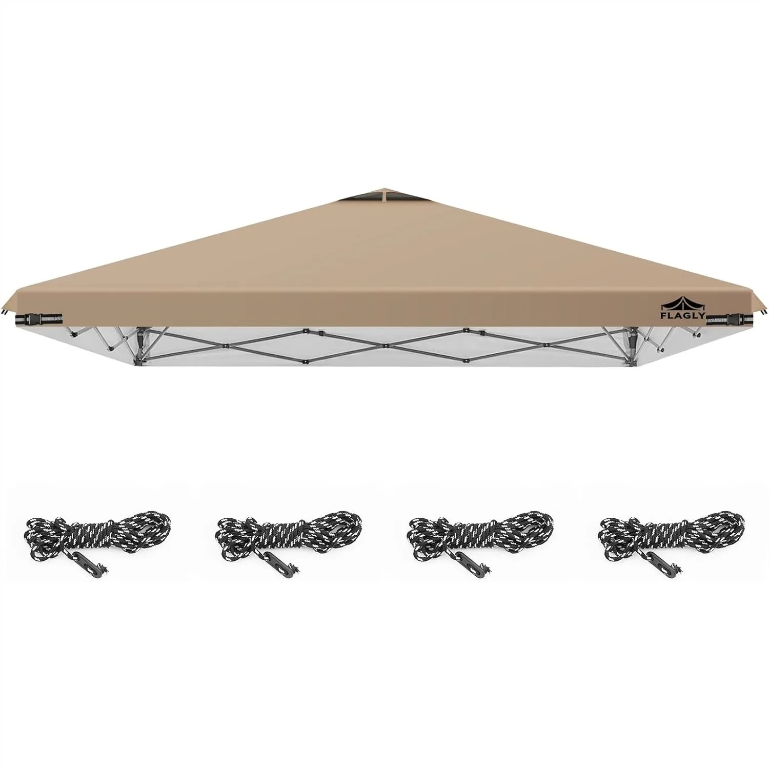 

10x10 Replacement Canopy Top with Air Vents, Silver Coated for Cooling, Universal Fit for Straight Leg Frames, Khaki