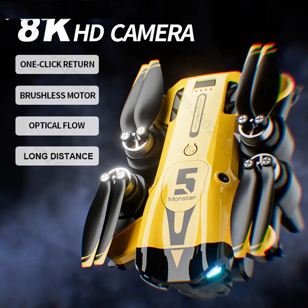 

M5 RC Drone 8K with HD Dual Camera Aerial Obstacle Avoidance Optical Flow Positioning Quadcopter Remote-controlled Dron Airplane