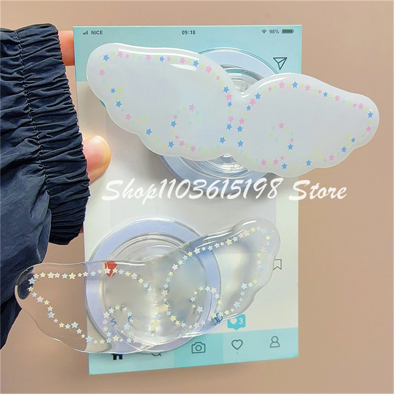 

Корейский милый мультяшный белый прозрачный магнитный держатель с крыльями, ручка для телефона, подставка Tok GripTok, поддержка iPhone 16, аксессуары Magsafe