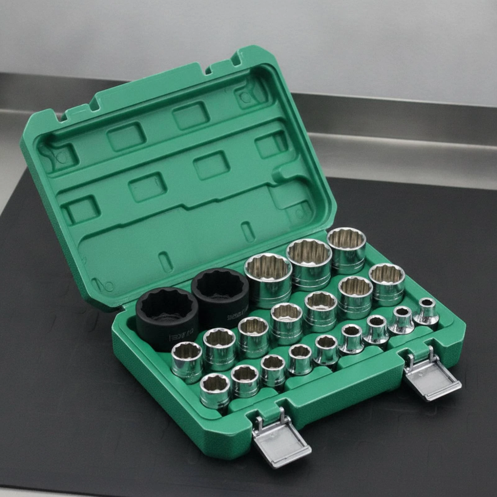 21 Pieces Short Socket Set with Carrying Case Compact Drive Socket Set with Case Tool Kit Sturdy Strong for Mechanics