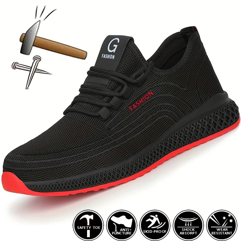 

Steel Toe Shoes Male Indestructible Mining Boots Men Safety Shoes Anti-smash Anti Puncture Functional Shoes Work Shoes Sneakers