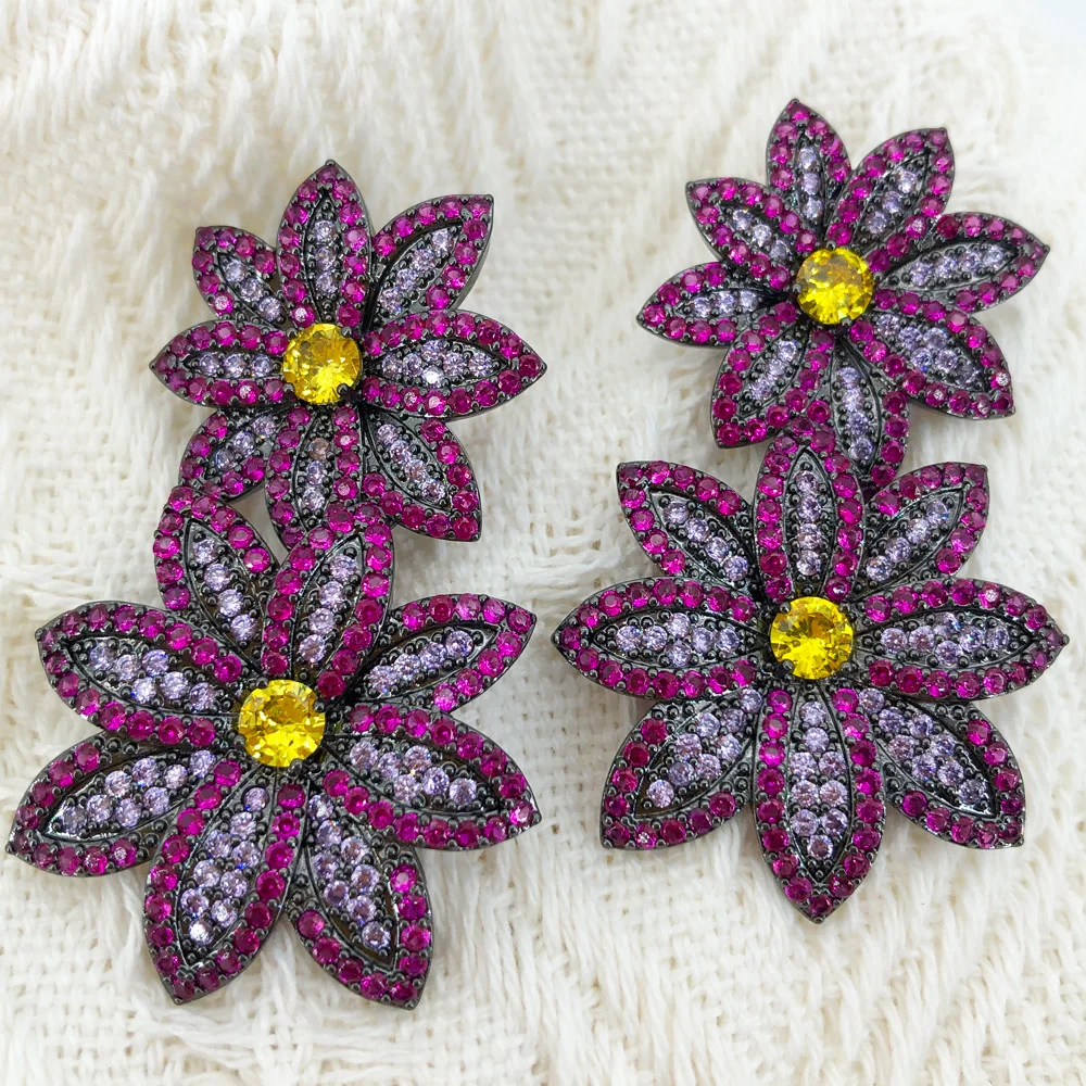 

Missvikki Women Daily Life Professional Lady Jewelry High Quality Trendy Big Flowers Earrings Fashion Nigerian Indian Style